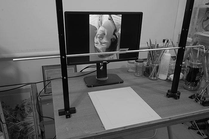 The Linguist - Marianne - My mirror stand in front of my computer monitor (with inverted subject photograph)