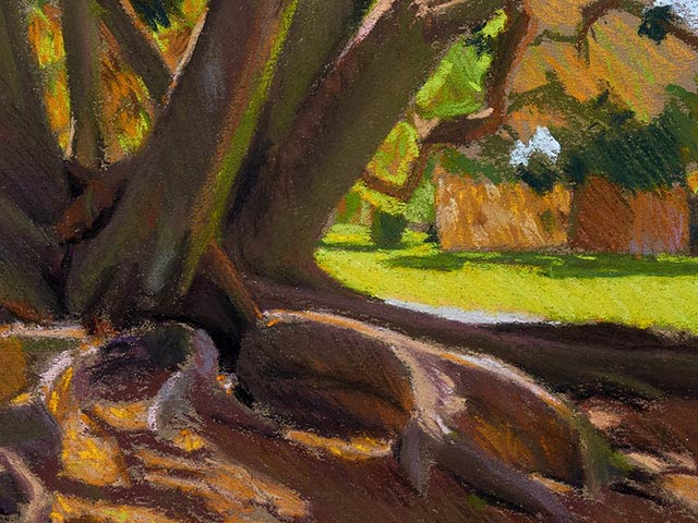 Pastel Of Moreton Bay Fig tree - Detail 1
