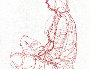 A Sitting Woman, Drawn using ‘Felt’ lines