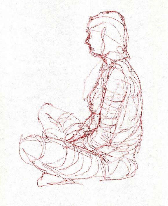 A Sitting Woman, Drawn using ‘Felt’ lines