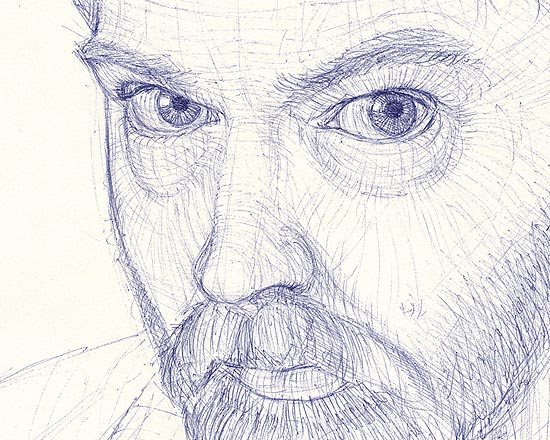 Self Portrait in Biro - Detail 1